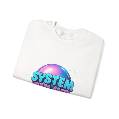 System Online Crewneck Sweatshirt — Retro Neon Gaming Graphic