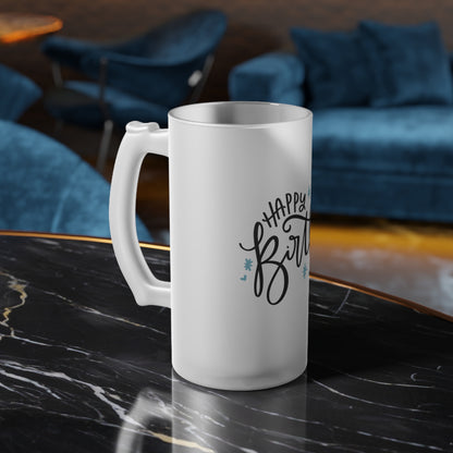 Happy Birthday Frosted Glass Beer Mug