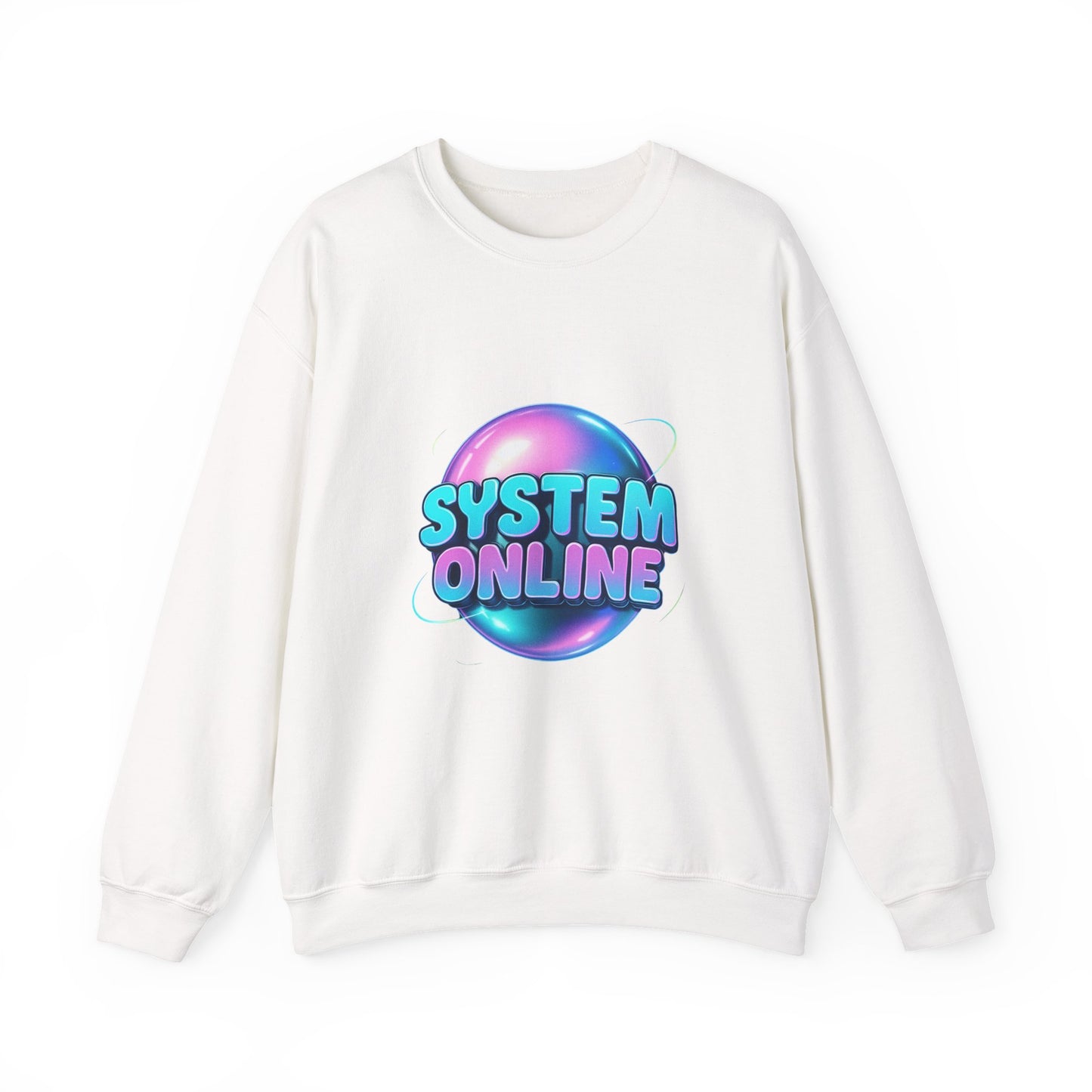 System Online Crewneck Sweatshirt — Retro Neon Gaming Graphic