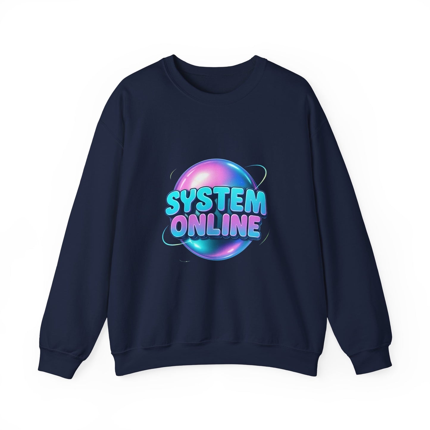 System Online Crewneck Sweatshirt — Retro Neon Gaming Graphic
