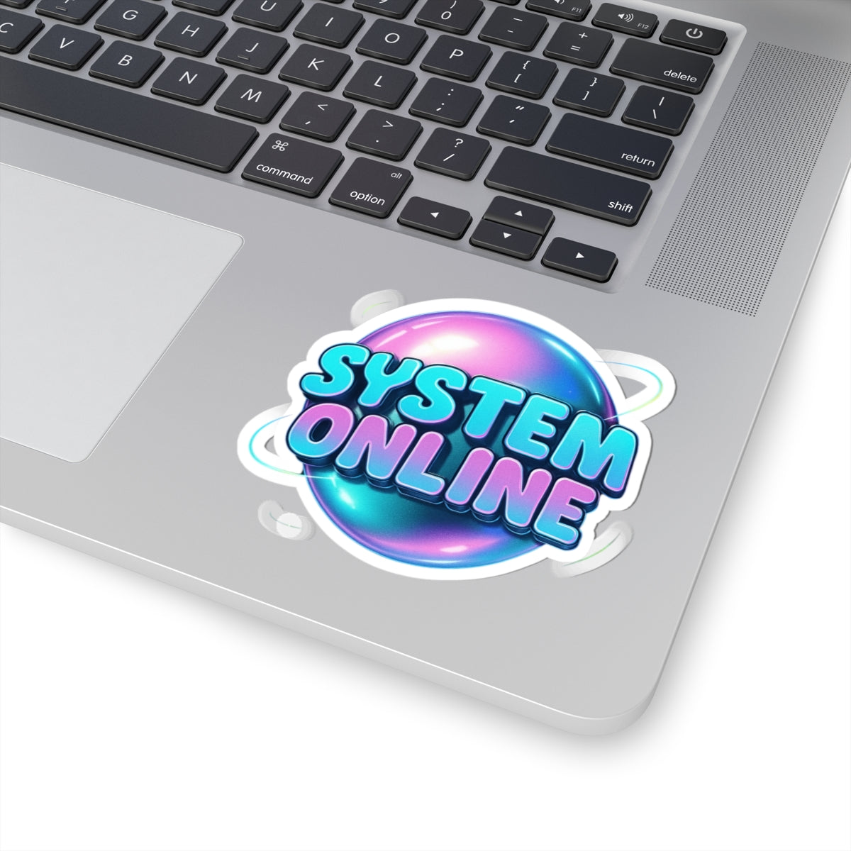 System Online Kiss-Cut Sticker — Retro Futuristic Laptop Decal