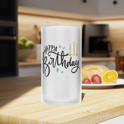 Happy Birthday Frosted Glass Beer Mug