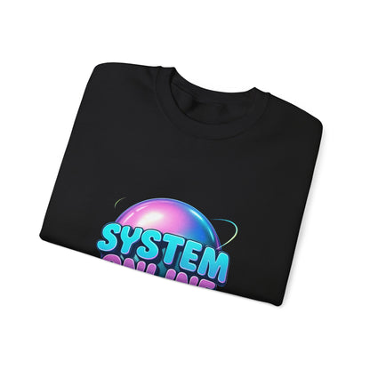 System Online Crewneck Sweatshirt — Retro Neon Gaming Graphic