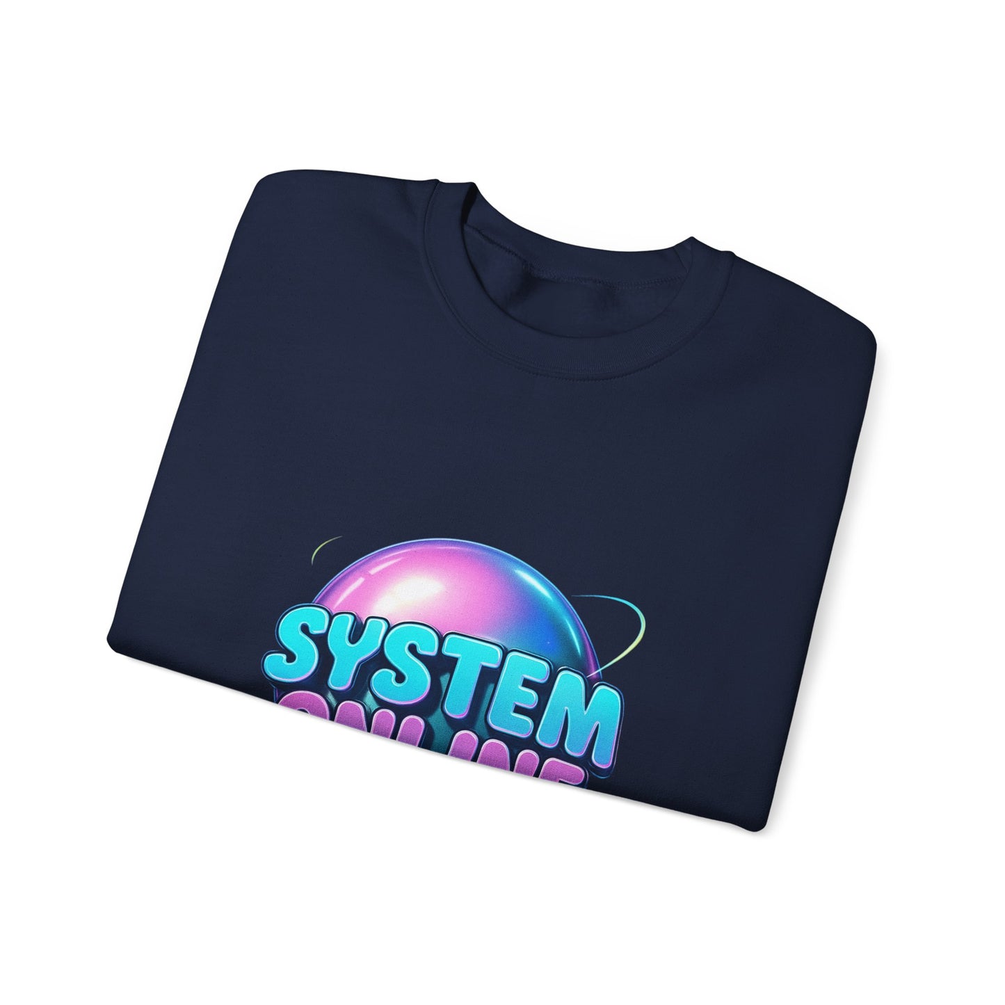 System Online Crewneck Sweatshirt — Retro Neon Gaming Graphic