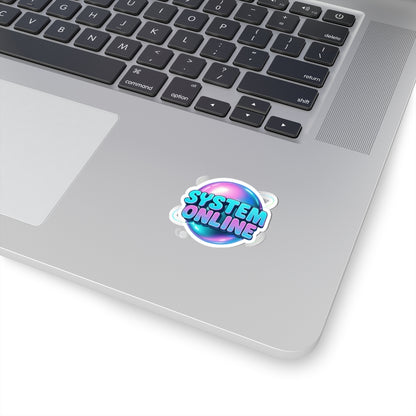 System Online Kiss-Cut Sticker — Retro Futuristic Laptop Decal