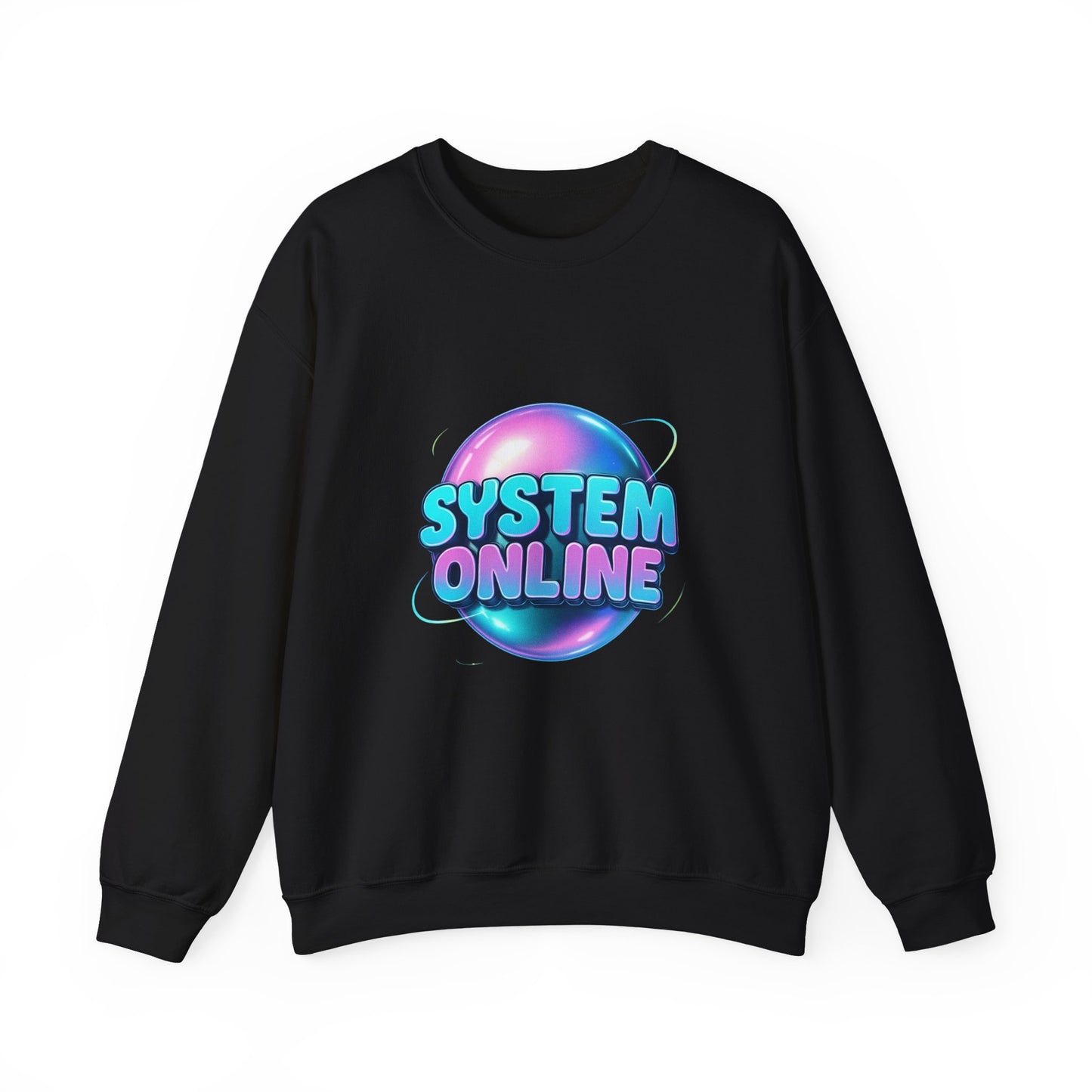 System Online Crewneck Sweatshirt — Retro Neon Gaming Graphic
