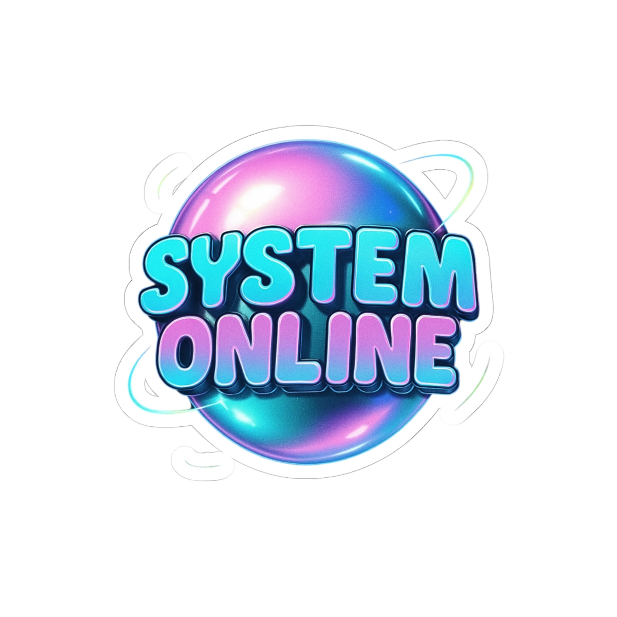 System Online Kiss-Cut Sticker — Retro Futuristic Laptop Decal