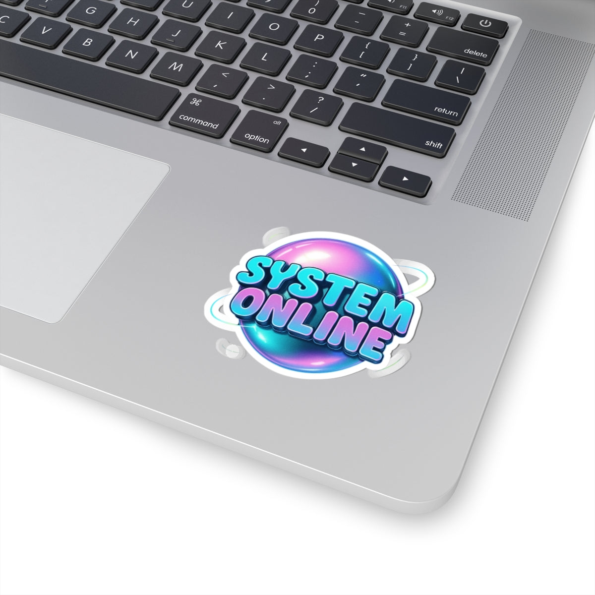 System Online Kiss-Cut Sticker — Retro Futuristic Laptop Decal