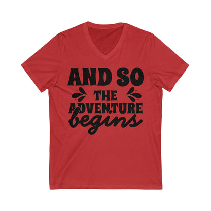 And So The Adventure Begins Couple V-Neck Tee