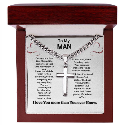 To My Man Cross Necklase